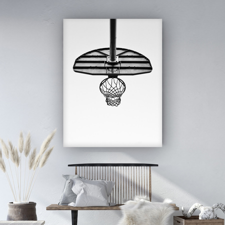 Canvas Print Youth Basketball Basket Black and White 80x120
