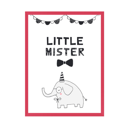 Little mister Birthday Poster 21X29.7 cm + amaranth frame