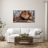 Canvas Print Pair of Lions Lying Nature 100x80 cm