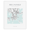 Poster Helsinki city map square 40X50 cm + gold frame