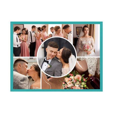Your photo as a poster + turquoise frame 40x30 cm