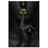 Canvas Print Black Woman Silence Golden Lips 80x120 cm