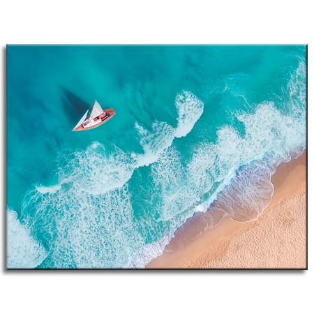 Canvas Print Sailboat Waves Sand Shore 40x30 cm