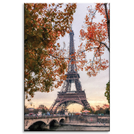 Canvas Print Eiffel Tower France Pastels Trees Autumn 80x120 cm