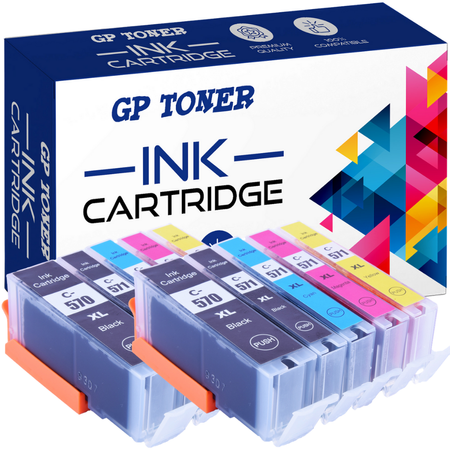 10x Replacement Ink for Canon MG5750, MG6850, MG7750, TS5050 - GP-C570CMYKx2 KIT