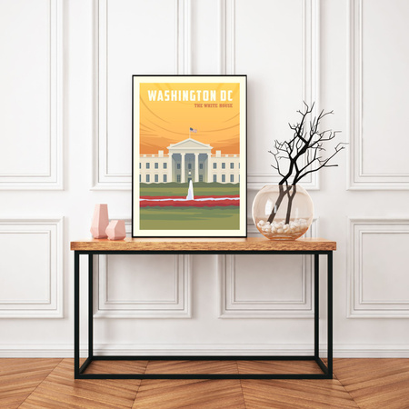 Poster of the City of Washington 40X50 cm + gold frame