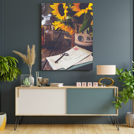 Canvas Print Botany Sunflowers Letters Key 30x40 cm